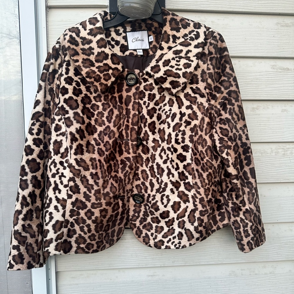 Chaus Leopard-Pattern Jacket in Brown and Cream